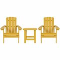 Flash Furniture Charlestown 2-Pack Yellow Faux Wood Adirondack Chairs with Side Table 354JJC1450YL